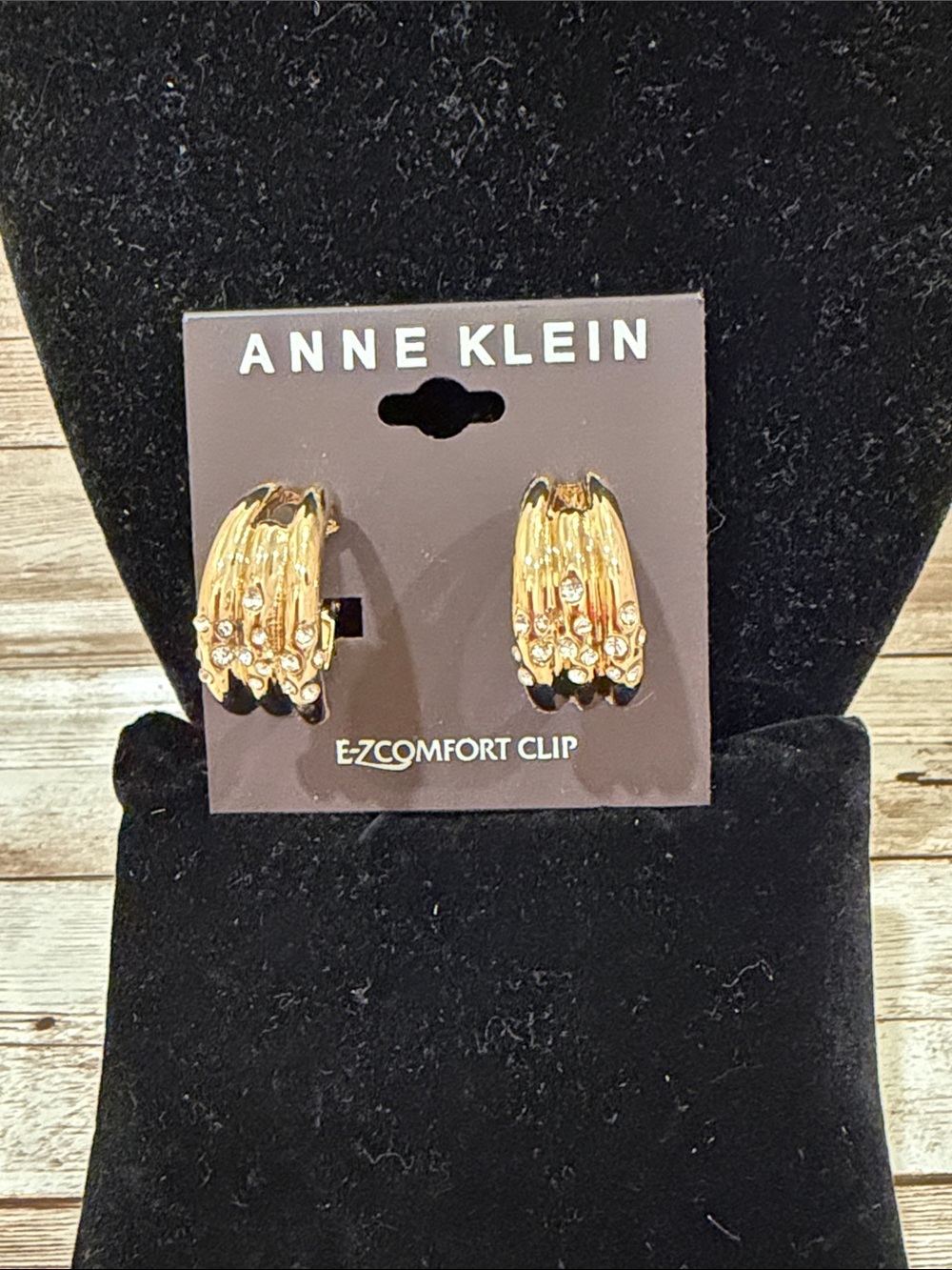 Anne Klein Gold Layered Crystal Clip-On Earrings NEW